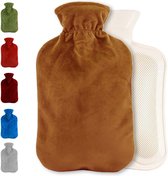 Warmwaterkruik met fleece hoes | Warmtekruik | Kruik | Warmwaterkruik | Rubber | 2 liter | Oranje | Inclusief fleece hoes | Able & Borret