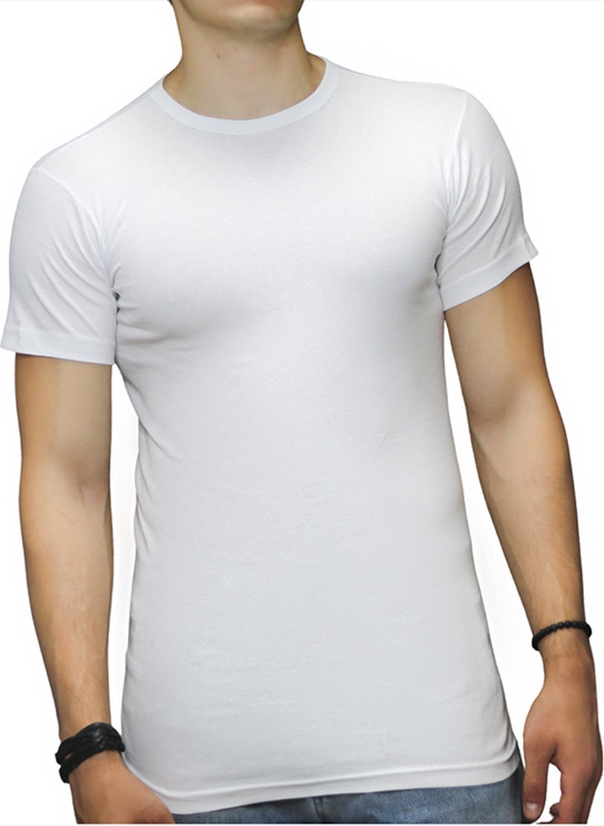 Bonanza Heren T-Shirts – 2 Stuks – O-Hals – 100% Katoen – Wit – Extra Lang – Maat M/L