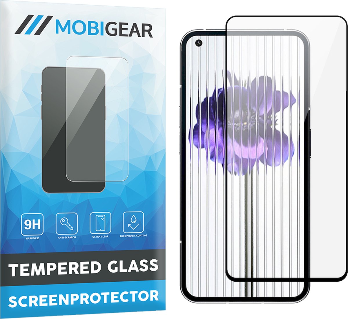 Mobigear Screenprotector geschikt voor Nothing Phone (1) Glazen | Mobigear Premium Screenprotector - Case Friendly - Zwart