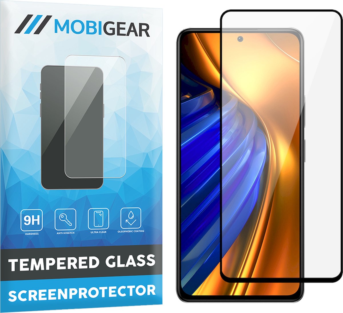 Mobigear Screenprotector geschikt voor POCO F4 Glazen | Mobigear Premium Screenprotector - Case Friendly - Zwart