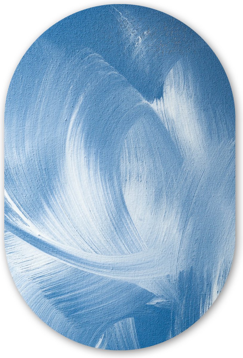 Muurovaal 60x90 cm - Ovale wanddecoratie Blauw - Acrylverf - Design - Ovalen schilderij - Muurdecoratie woonkamer - Kamer decoratie - Schilderijen - Wandcirkel