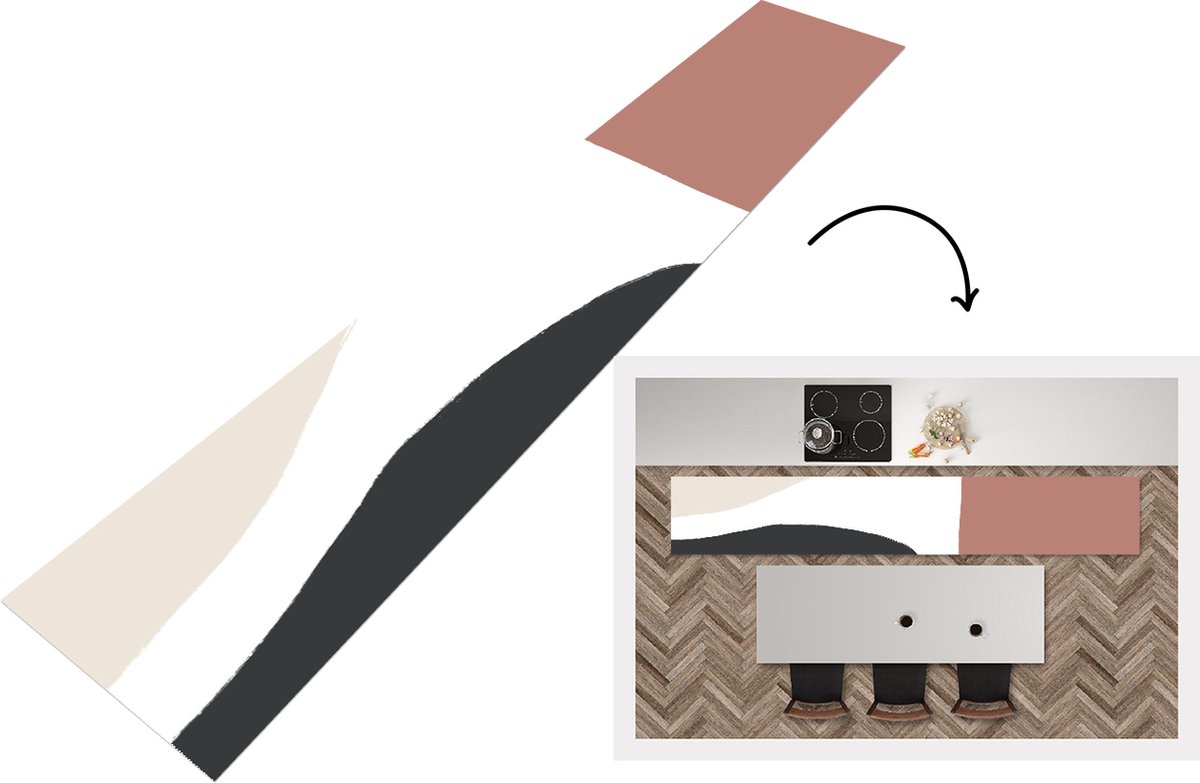 KitchenYeah Keukenloper - Loper keuken - Pastel - Abstract - Design - 360x60 cm - Keukenloper vinyl Multicolor