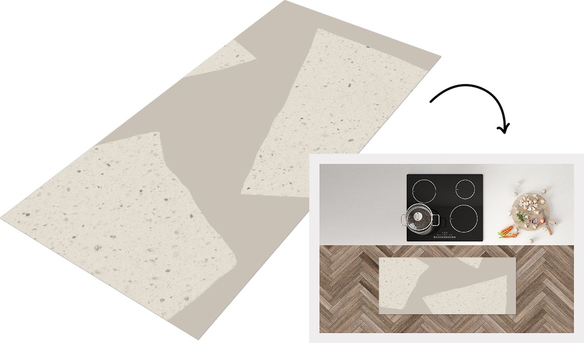 KitchenYeah Keukenloper - Loper keuken - Terrazzo - Abstract - Pastel - Patronen - 120x50 cm - Keukenloper vinyl Multicolor