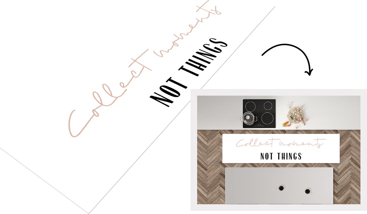 KitchenYeah Keukenloper - Loper keuken - Tekst - Collect moments not things - Quotes - 200x50 cm - Keukenloper vinyl Multicolor