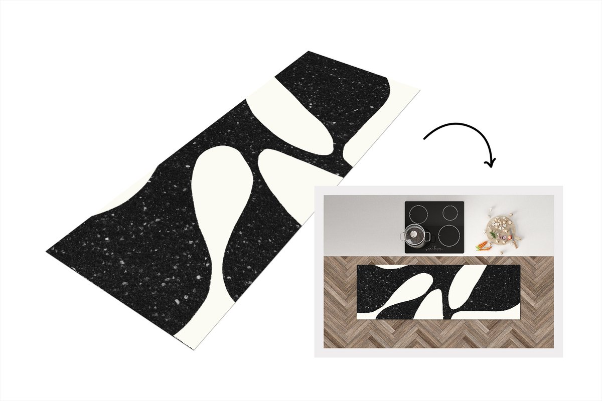KitchenYeah Keukenloper - Loper keuken - Plant - Zwart - Minimalisme - Keukenloper vinyl, foto 8