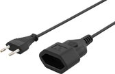 DELTACO DEL-109A, Kabel voor verbinding tussen apparaat en stopcontact, CEE 7/16 naar IEC 60320 C7, 1m, zwart