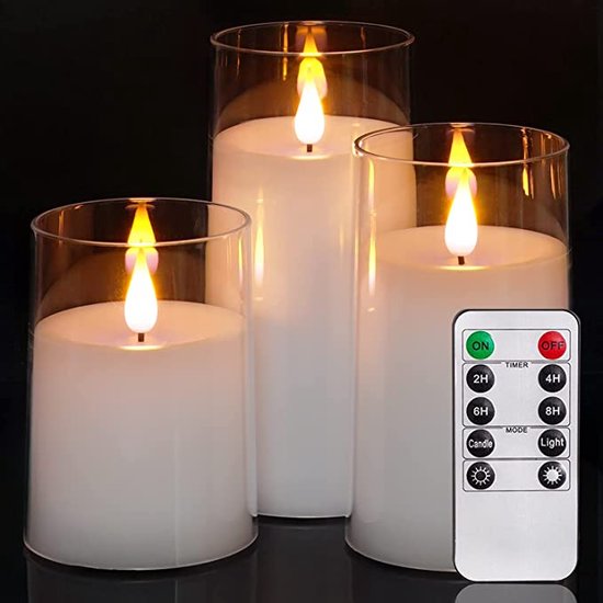 Bougies sans flamme en acrylique, bougies à piles, bougies piliers