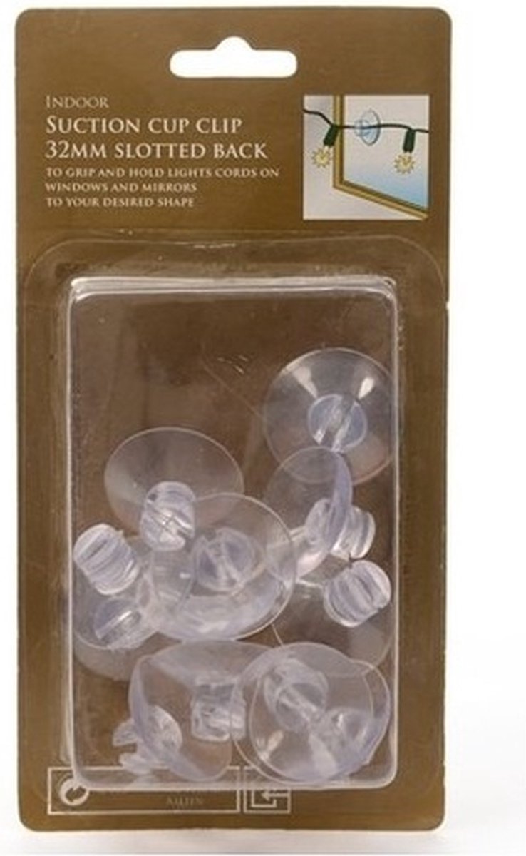Decoris Zuignappen haakjes - 36x stuks - 3,5 x 1,5 cm - kerstverlichting ophangen