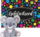 Keel toys - Cadeaukaart A5 Gefeliciteerd met superzacht knuffeldier koala 25 cm