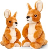 Keel Toys - Pluche knuffels kangoeroe familie - 2x stuks - 20 en 27 cm