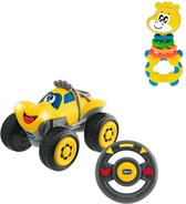Chicco bundel - Billy BigWheels - Bestuurbare Speelgoedauto - Geel & Rammelaar - Multi-Activiteitsratel - Gilby de Giraffe