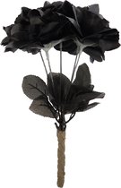 Henbrandt Halloween bloemen boeket - zwarte rozen - 35 cm
