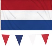 Henbrandt - Nederlandse vlaggen set - vlag 90 x 150 cm/vlaggenlijn 10 meter