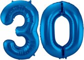 Cijfer ballonnen - Verjaardag versiering 30 jaar - 85 cm - blauw