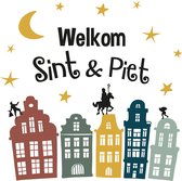 Sinterklaas Welkom Sint en Piet raamstickers - Sinterklaas feestversiering/raamdecoratie