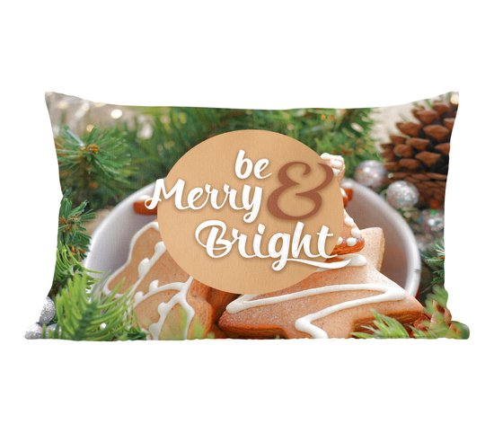 Sierkussens - Kussentjes Woonkamer - 60x40 cm - Spreuken - Quotes - 'Be merry & bright'