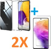Anti-Shock silicone hoesje Transparant met 2 Pack Tempered glas Screen Protector Geschikt voor:  Samsung Galaxy A53 5G