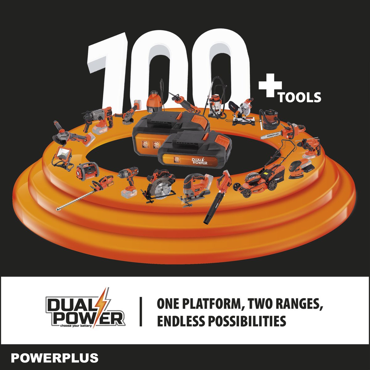 Souffleur à feuilles Powerplus Dual Power POWDPGSET36 - 20V - avec batterie  20V et