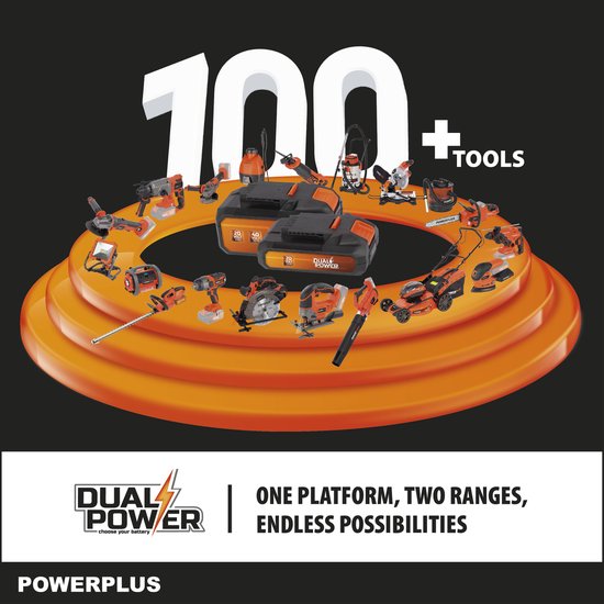Powerplus Dual Power Draadloze Bladblazer POWDPGSET36 - Bladblazer op Batterij van 20 V, Bladzuiger, maximale luchtsnelheid van 145 km/u, Tuingereedschap, MET Batterij en Oplader - Powerplus