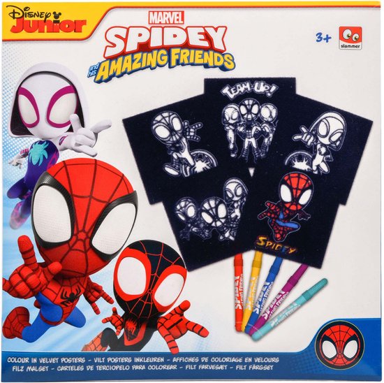 Spiderman Vilt Kleurplaten - 5 stuks - Viltkleuren - 18 x 18 cm - Luxe Kleurplaten van Marvel Avengers Spiderman - Marvel Spidey Amazing Friends Kleuren / Tekenen - Creatief Spelen voor Kinderen