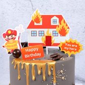 Brandweer Taart Versiering - Brandweerman Taart Topper - Taarttoppers - Taart Decoratie - Fireman Taart Deocratie - Happy Birthday - Verjaardag Jongen - Kinderfeestje