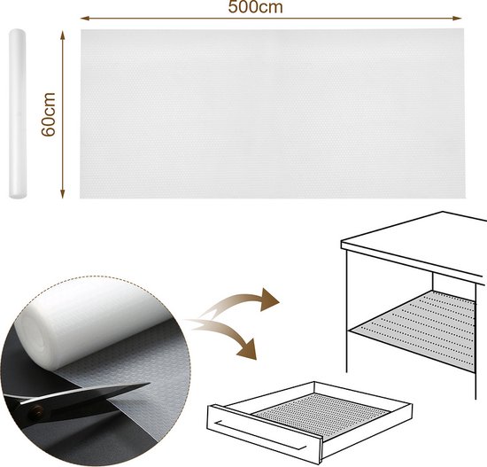3x Antislipmat transparant 500x60 cm Keukenlade beschermer