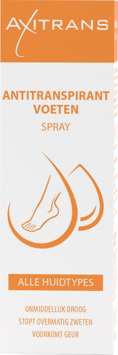 Axitrans Voetspray - Anti Transpirant voetdeodorant tegen zweetvoeten en stinkvoeten, bestrijdt én voorkomt geur, voor alle huidtypes
