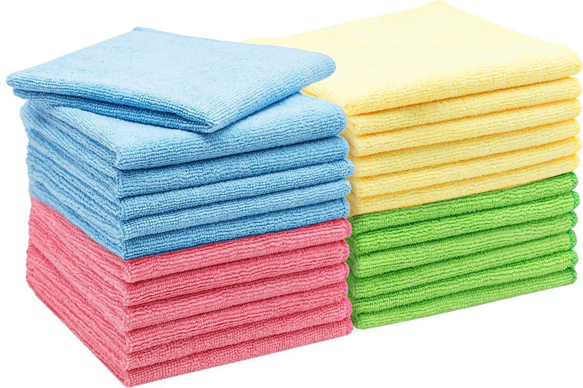 Goedkoopste ZOLLNER set van 24 microvezeldoeken, 32x32cm, 270g/sqm, absorberend, kleurrijk