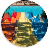 WallClassics - Plaque Mousse PVC Cercle Mural - Toboggans Colorées - 50x50 cm Photo sur Cercle Mural (avec système d'accrochage)