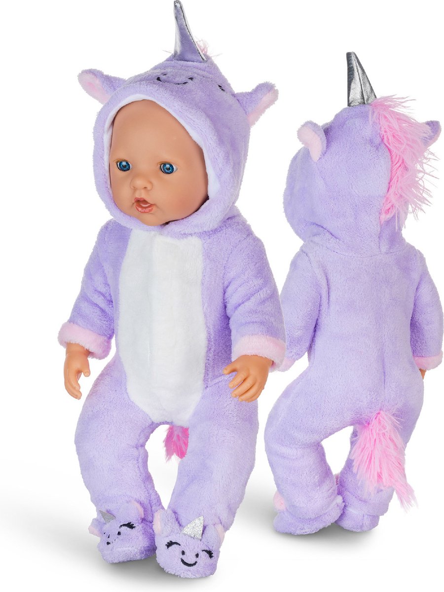 Isa's Friends® - Poppenkleding - Kleertjes geschikt voor o.a. BABY born - 43 cm - Unicorn Onesie