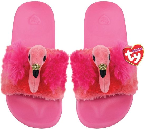 Ty - Fashion - Flamingo maat M 32-34 - Slippers - flipflops - schoenen - teenslets - badslippers - shoes - knuffel - sloffen - kids