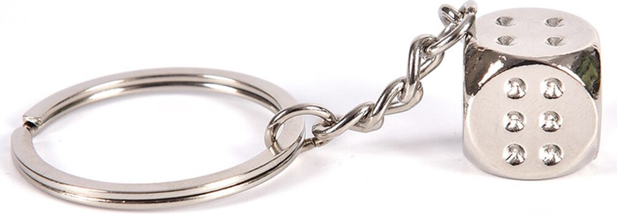 Sleutelhanger Zilverkleurige Dobbelsteen