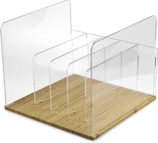 NorStone Vinyl LP Rack versterkt plexiglas en bamboo 325 x 262 x 325 mm ...