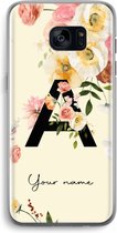 Gepersonaliseerd - Case Company® - Hoesje geschikt voor Samsung Galaxy S7 Edge hoesje - Flirty Flowers Monogram - Soft Cover Telefoonhoesje - Bescherming aan alle Kanten en Schermrand