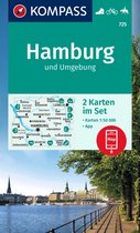 KOMPASS WK-Set Wandelkaart 725 Hamburg und Umgebung (2 Karten) 1:50.000
