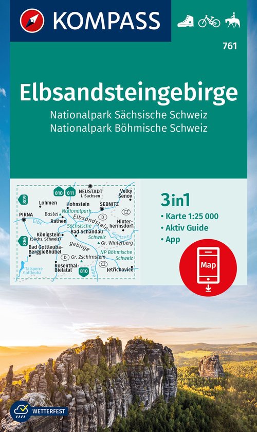 Foto: Kompass wk 761 wandelkaart elbsandsteingebirge nationalpark s chsische schweiz nationalpark b hmische schweiz 1 25 000