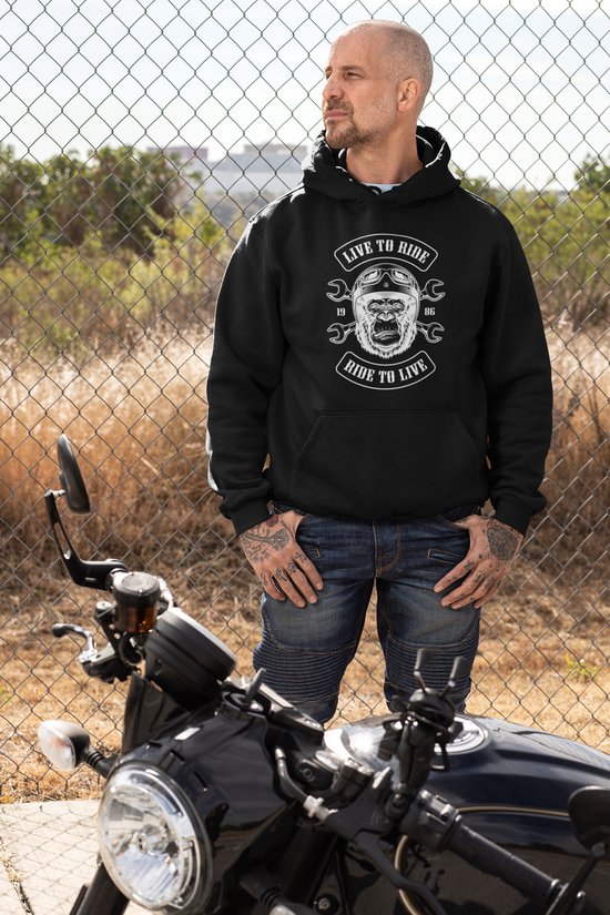 Rick & Rich biker monkey - Hoodie 3XL - Ride to Live Hoodie - Heren biker Hoodie - Live to ride Hoodie - Mannen biker Hoodie