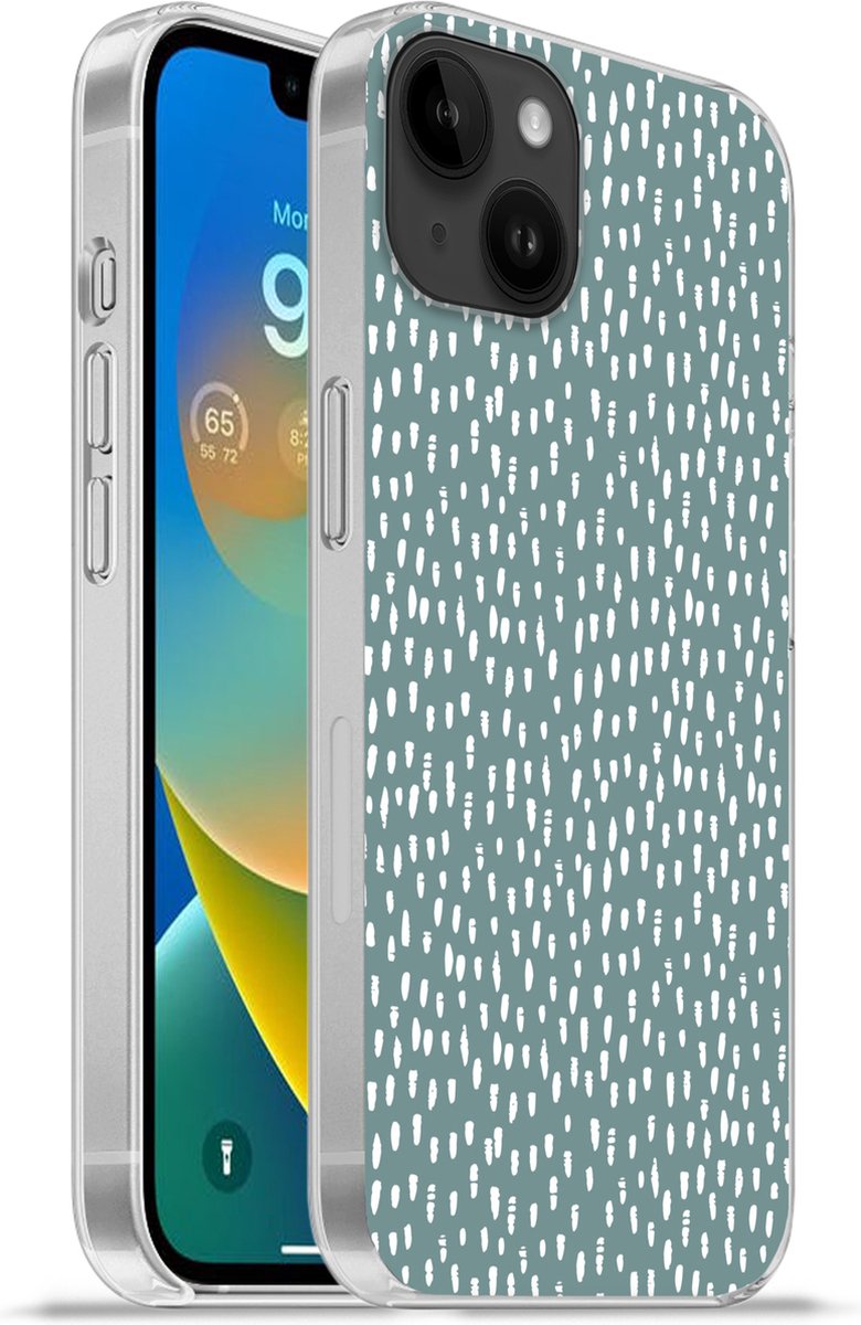 Telefoonhoesje Geschikt voorApple Iphone 14 Plus hoesje - Stippen - Wit - Groen - Siliconen Telefoonhoesje