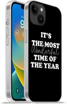 Geschikt voorApple Iphone 14 Plus - Soft case hoesje - Kerst - Quotes - Spreuken - It's the most wonderful time of the year - Siliconen Telefoonhoesje
