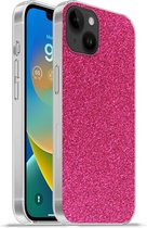 Geschikt voorApple Iphone 14 Plus - Soft case hoesje - Roze - Abstract - Design - Siliconen Telefoonhoesje