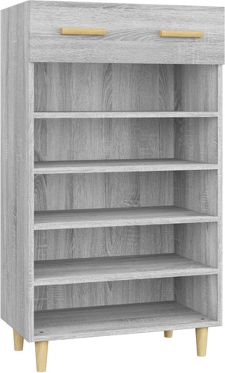 vidaXL Schoenenkast - 60x35x105 - cm - bewerkt - hout - grijs - sonoma - eikenkleur grijs sonoma eiken