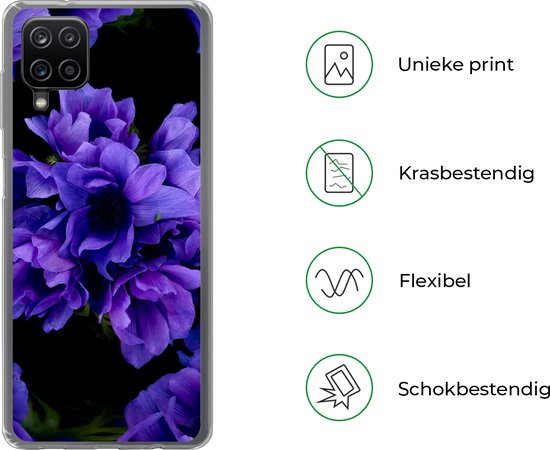 Coque Samsung Galaxy A12 - Motif - Fleurs - Violet - Siliconen