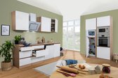 Goedkope keuken 345  cm - complete keuken met apparatuur Lorena  - Eiken/Wit mat - soft close - inductie kookplaat - vaatwasser   - oven - magnetron  - spoelbak