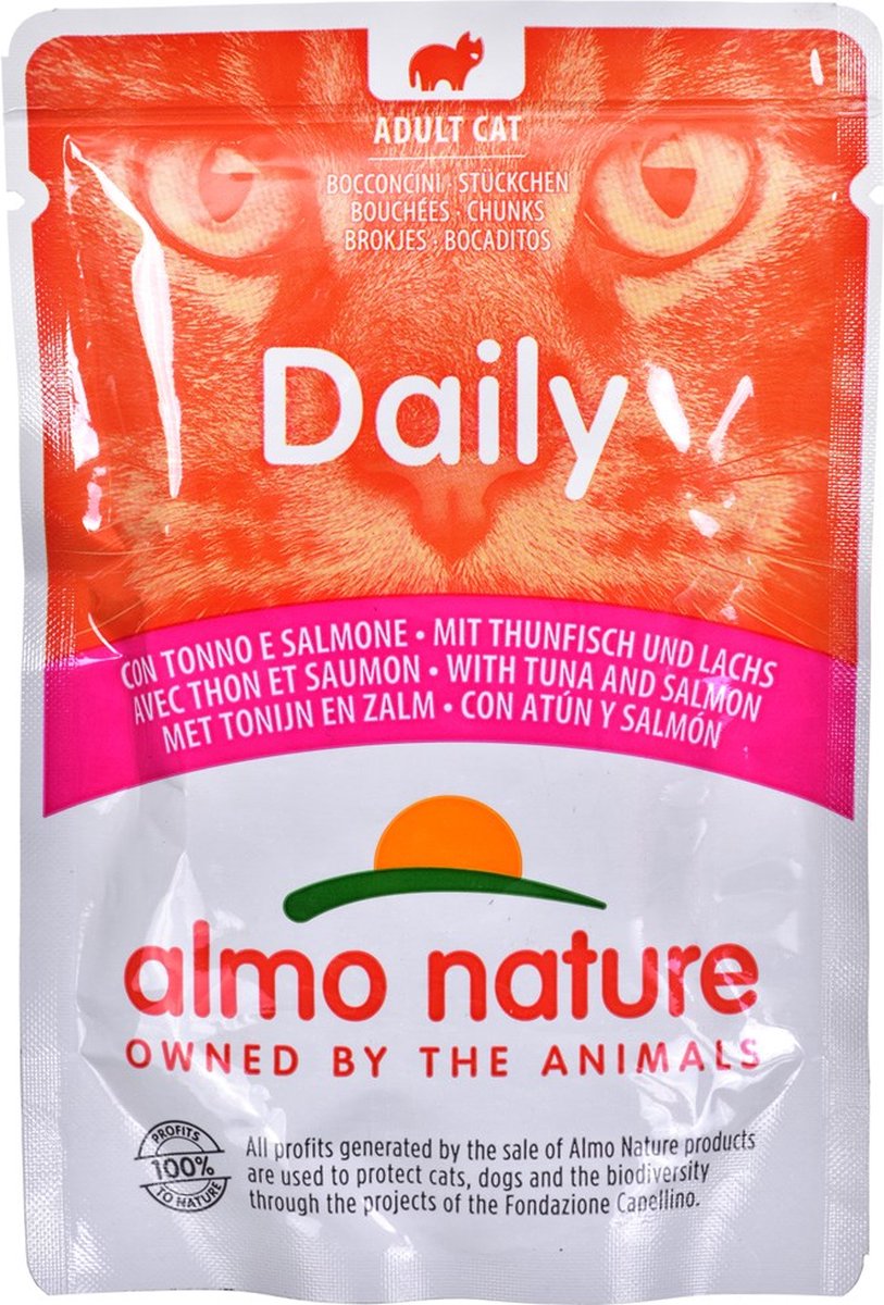 Almo Nature Daily met tonijn en zalm natvoer kat (70 g) 60 x 70 g