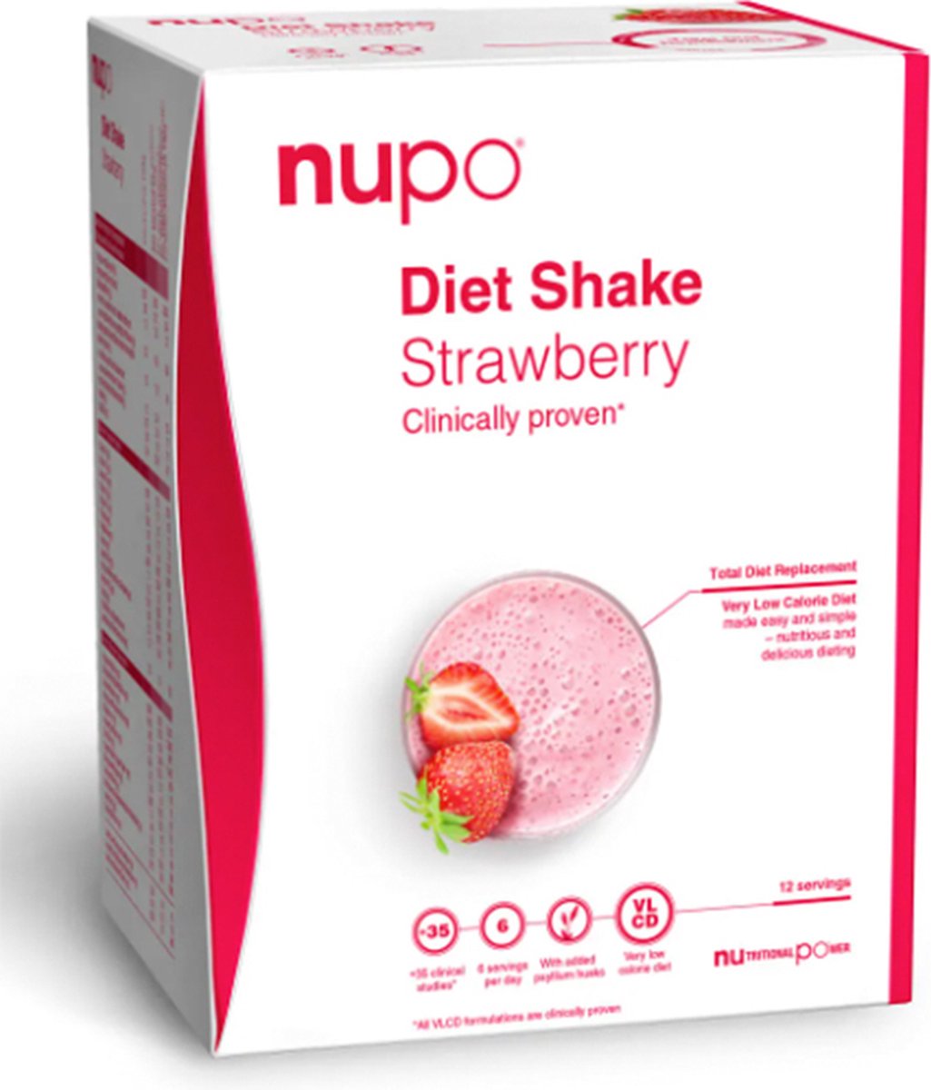 Nupo | Dieet Shake | Strawberry | 12 x 32 gram | Snel afvallen zonder poespas!