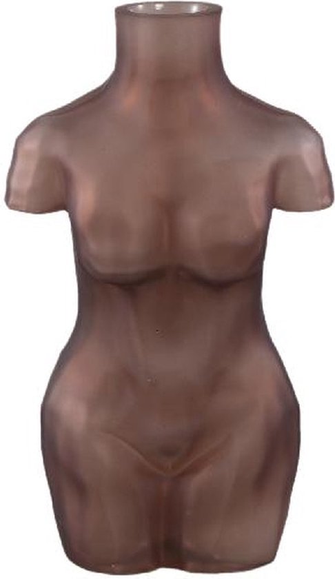 PTMD Body Vaas Torso - 18 x 11 x 27 cm - Glas - Bruin