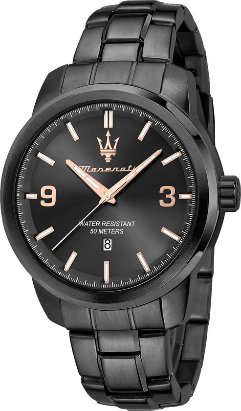 Maserati Herren-Uhren Analog Quarz One Size Schwarz 32022986