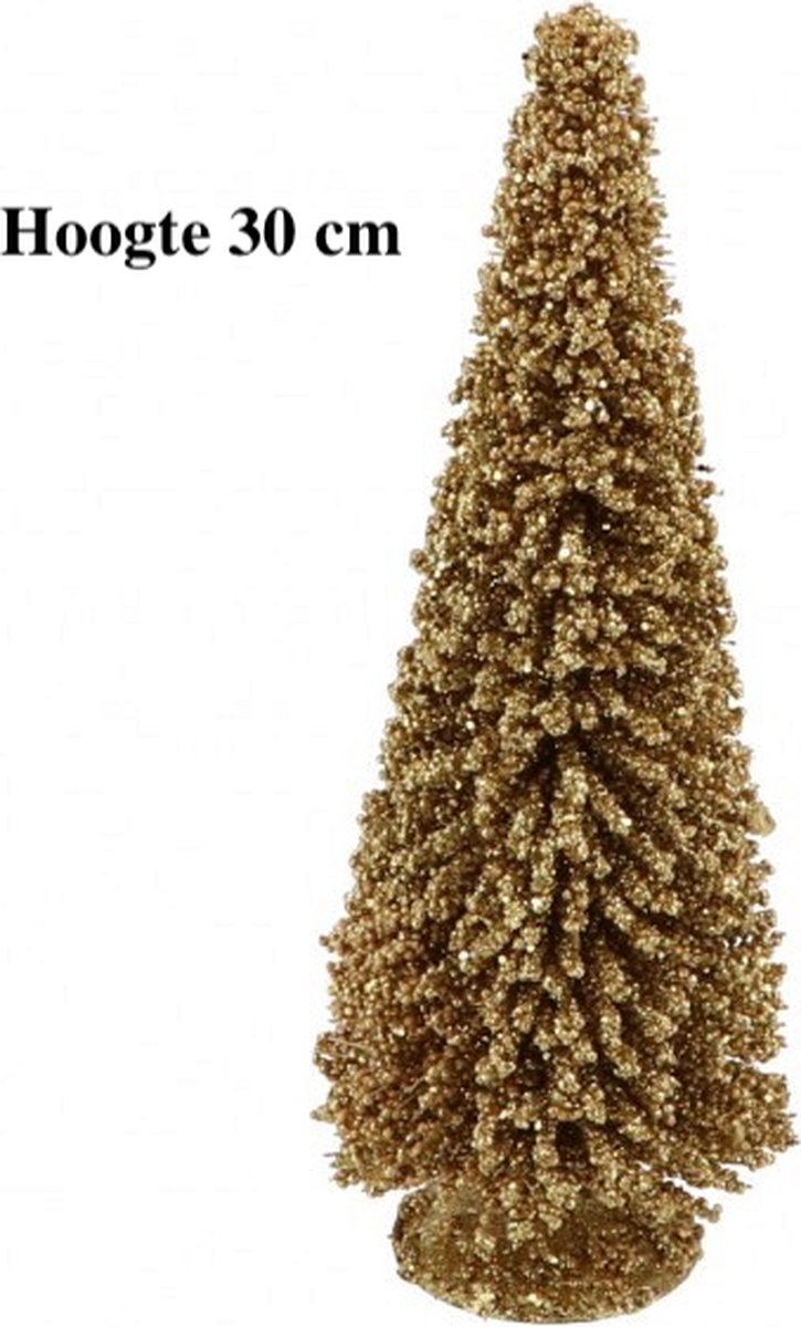 Kerstboom met gouden glitters - Sparkle kerstboom gold - Kerstversiering/kerstdecoratie glitter kunst kerstboompje - 10xHoogte 30cm