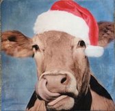 Kussenhoes - kerst - grappige koe met kerstmuts - 43