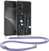 kwmobile telefoonhoesje geschikt voor Xiaomi Mi Note 10 / Note 10 Pro - Hoesje met telefoonkoord - Back cover voor smartphone - Case in lavendel / groen / transparant